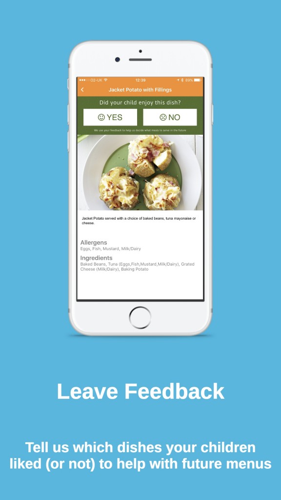 School Dinner App Whole School Meals